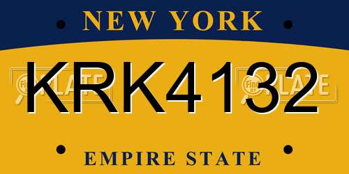 KRK4132 New York License Plate