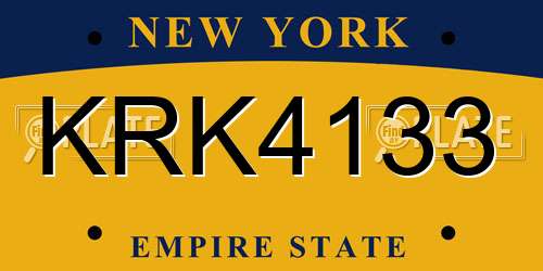 KRK4133 New York License Plate