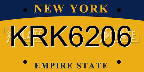 KRK6206 New York License Plate