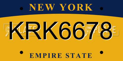 KRK6678 New York License Plate