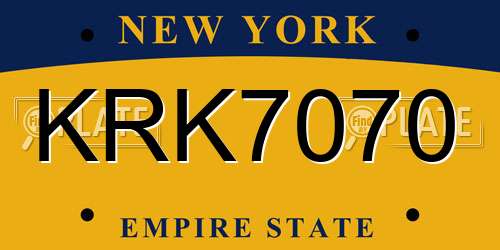 KRK7070 New York License Plate