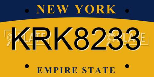 KRK8233 New York License Plate