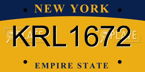KRL1672 New York License Plate
