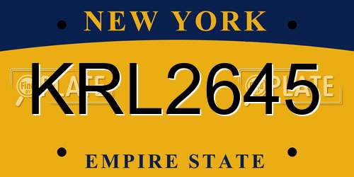 KRL2645 New York License Plate