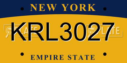 KRL3027 New York License Plate