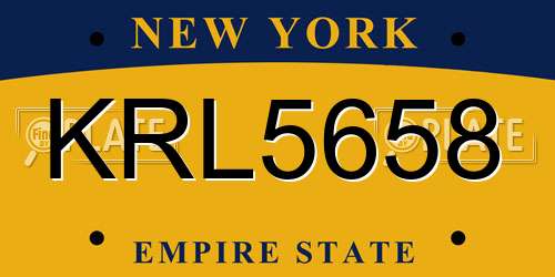 KRL5658 New York License Plate