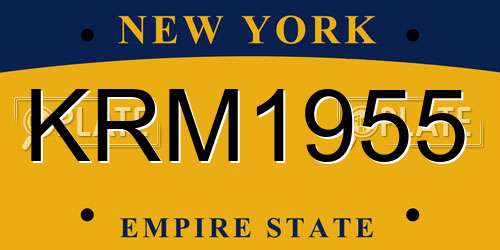 KRM1955 New York License Plate