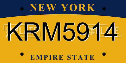 KRM5914 New York License Plate