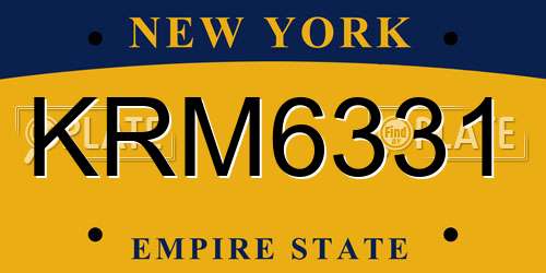 KRM6331 New York License Plate