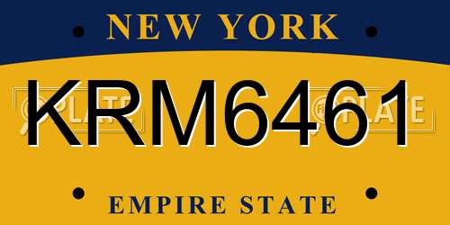 KRM6461 New York License Plate