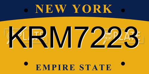 KRM7223 New York License Plate