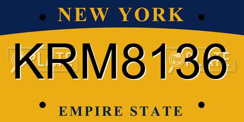 KRM8136 New York License Plate