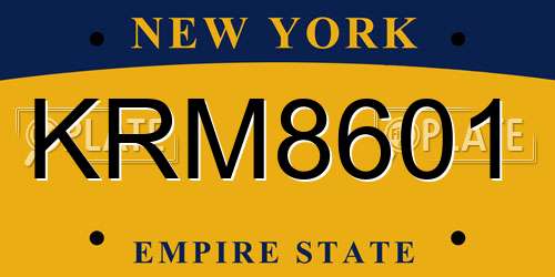 KRM8601 New York License Plate
