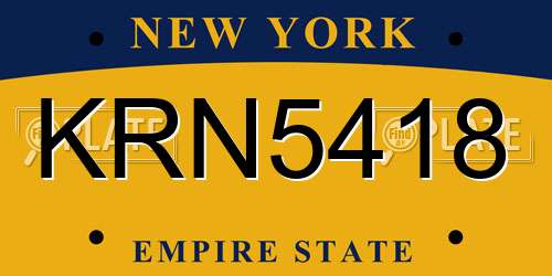 KRN5418 New York License Plate