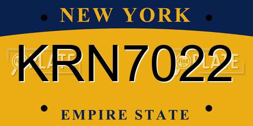 KRN7022 New York License Plate