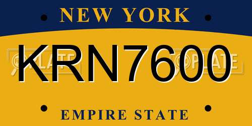 KRN7600 New York License Plate