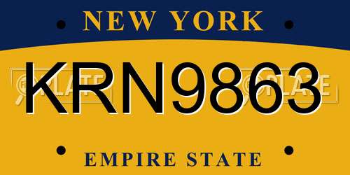 KRN9863 New York License Plate