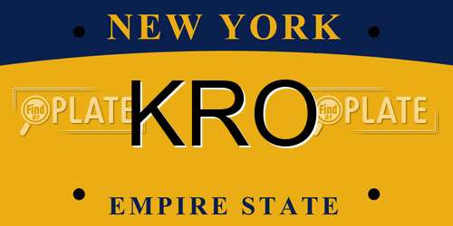 KRO New York License Plate