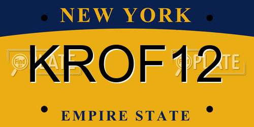 KROF12 New York License Plate