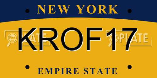 KROF17 New York License Plate