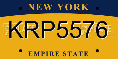 KRP5576 New York License Plate