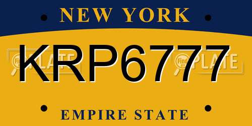 KRP6777 New York License Plate