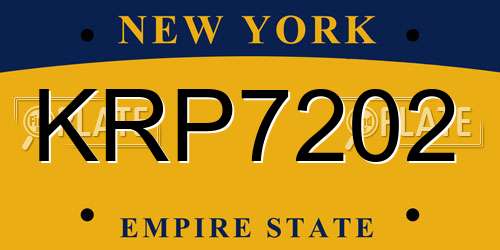 KRP7202 New York License Plate