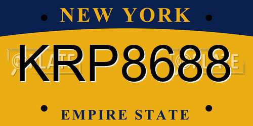 KRP8688 New York License Plate