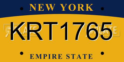 KRT1765 New York License Plate