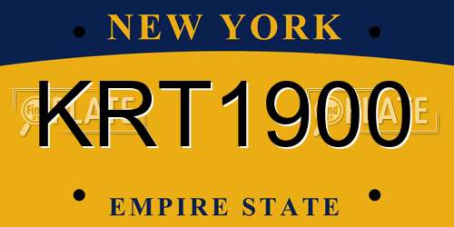 KRT1900 New York License Plate