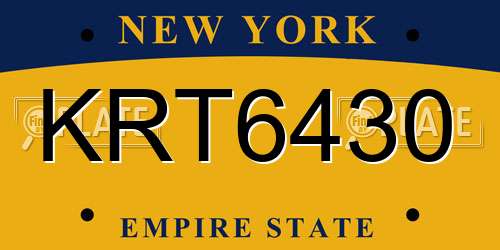 KRT6430 New York License Plate