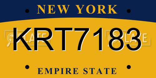 KRT7183 New York License Plate