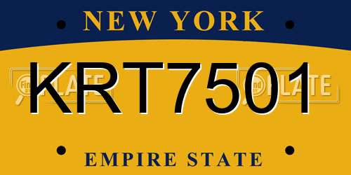 KRT7501 New York License Plate