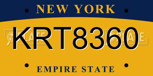 KRT8360 New York License Plate