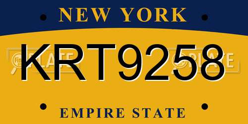 KRT9258 New York License Plate