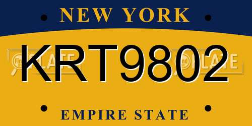 KRT9802 New York License Plate