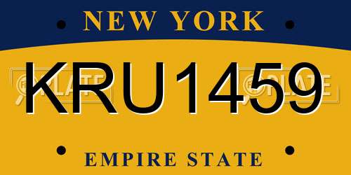 KRU1459 New York License Plate