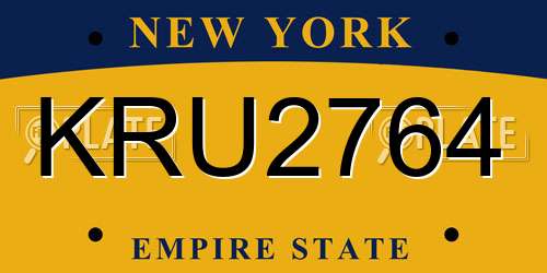 KRU2764 New York License Plate