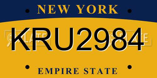 KRU2984 New York License Plate