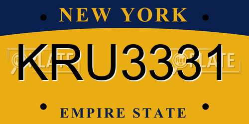 KRU3331 New York License Plate