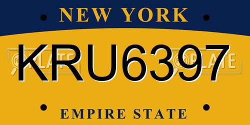 KRU6397 New York License Plate