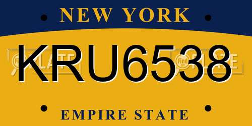 KRU6538 New York License Plate