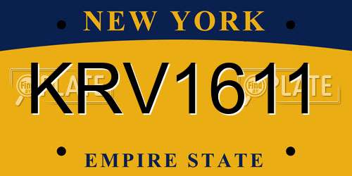 KRV1611 New York License Plate