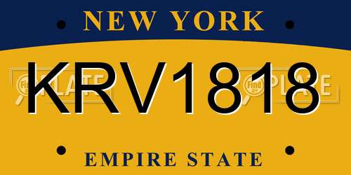 KRV1818 New York License Plate
