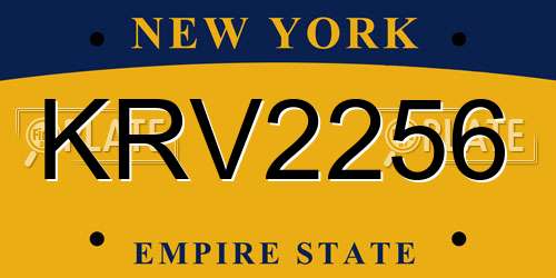 KRV2256 New York License Plate