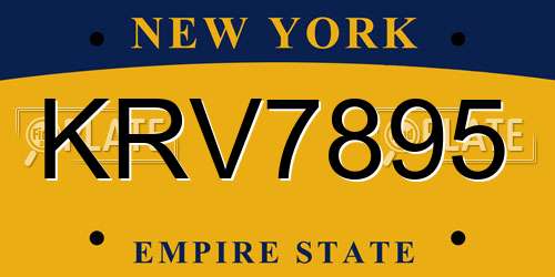 KRV7895 New York License Plate
