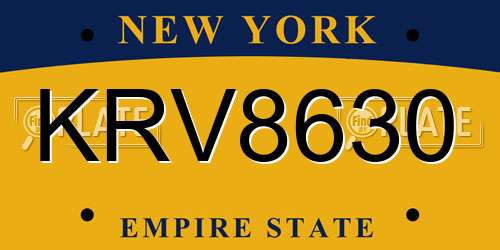 KRV8630 New York License Plate