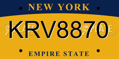 KRV8870 New York License Plate