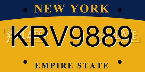 KRV9889 New York License Plate