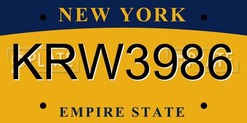 KRW3986 New York License Plate